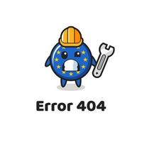 error 404 con la linda mascota de la insignia de la bandera de Europa vector