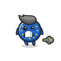 the illustration of the europe flag badge cartoon doing fart vector