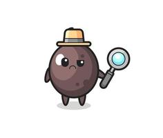 the mascot of cute black olive as a detective vector