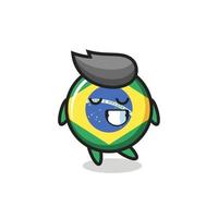 brazil flag badge cartoon illustration with a shy expression vector