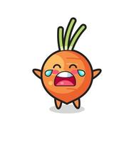 the illustration of crying carrot cute baby vector