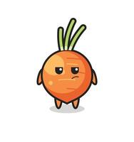 cute carrot character with suspicious expression vector