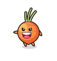 carrot cartoon with very excited pose vector