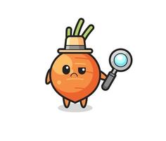 the mascot of cute carrot as a detective vector