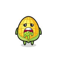 the cute corn character with puke vector