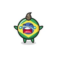 the illustration of crying brazil flag badge cute baby vector