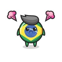 annoyed expression of the cute brazil flag badge cartoon character vector