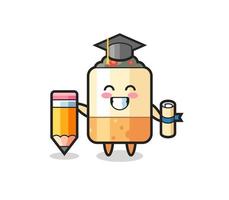 cigarette illustration cartoon is graduation with a giant pencil vector