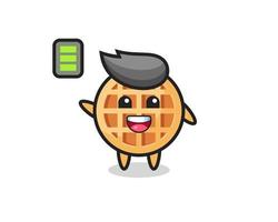 circle waffle mascot character with energetic gesture vector