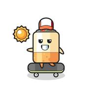 cigarette character illustration ride a skateboard vector