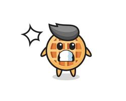 circle waffle character cartoon with shocked gesture vector