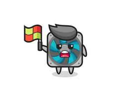 computer fan character as line judge putting the flag up vector