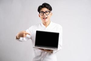 Portrait of cheerful asian businessman man photo