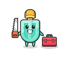Illustration of popsicles character as a woodworker vector