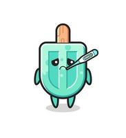 popsicles mascot character with fever condition vector