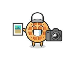 Character Illustration of circle waffle as a photographer vector