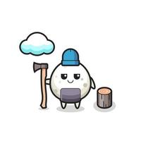 Character cartoon of onigiri as a woodcutter vector