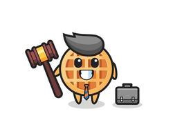 Illustration of circle waffle mascot as a lawyer vector