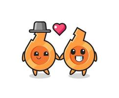 whistle cartoon character couple with fall in love gesture vector