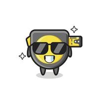 Cartoon mascot of tape measure with cool gesture vector