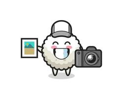Character Illustration of rice ball as a photographer vector