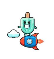 popsicles mascot character riding a rocket vector