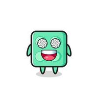 cute brick toy character with hypnotized eyes vector