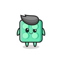 brick toy cartoon with an arrogant expression vector