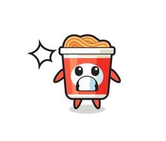 instant noodle character cartoon with shocked gesture vector