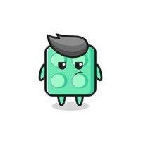 cute brick toy character with suspicious expression vector