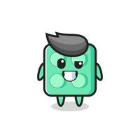 cute brick toy mascot with an optimistic face vector