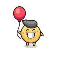 potato chip mascot illustration is playing balloon vector