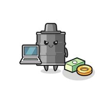 Mascot Illustration of oil drum as a hacker vector