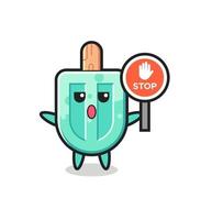 popsicles character illustration holding a stop sign vector