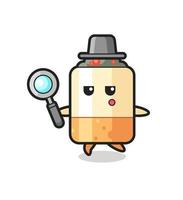 cigarette cartoon character searching with a magnifying glass vector