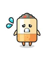 cigarette mascot character with afraid gesture vector