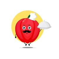 Cute bell pepper characters become chef vector