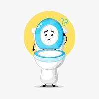 Cute Toilet seat character confused vector