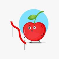 Cute cherry character running competition vector