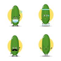 Cute cucumber character collection vector