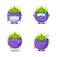 Cute mangosteen character collection vector