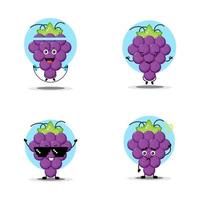 Cute grape character collection vector