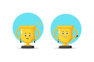 Cute trophy character with confused and happy expression vector