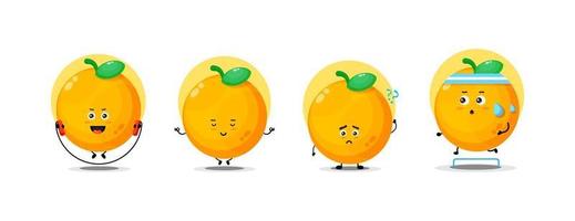 linda colección de personajes naranjas vector