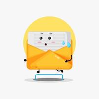 Cute mail character running competition vector