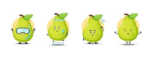 Cute pear character collection vector