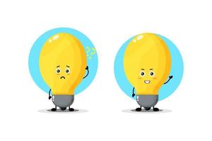 Cute lamp character with confused and happy expression vector