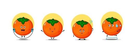 Cute persimmon character collection vector