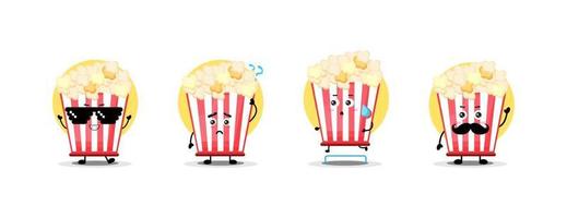 Cute popcorn character collection vector