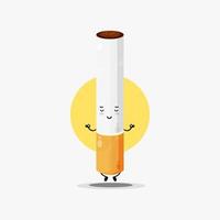 lindo personaje de cigarrillo meditando en pose de yoga vector